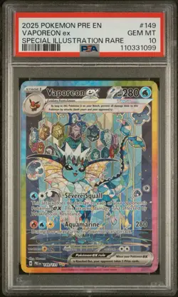 PSA 10 Vaporeon ex #149 Prismatic Evolutions 2025 Pokemon GEM MINT English - Image 1
