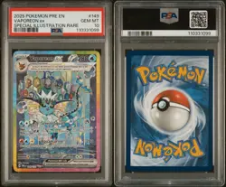 PSA 10 Vaporeon ex #149 Prismatic Evolutions 2025 Pokemon GEM MINT English - Image 3