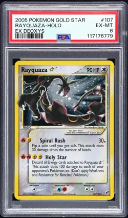 2005 POKEMON EX DEOXYS GOLD STAR #107 RAYQUAZA-HOLO PSA 6 - Image 1