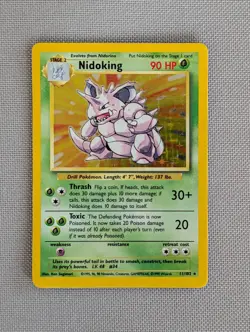 Pokemon Nidoking Holo 11/102 Base Set (Nintendo 1999) w/Video NM / LP - Image 1