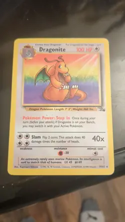 Pokemon TCG Dragonite 19/62 Fossil Non-Holo Rare Card WOTC - Image 1