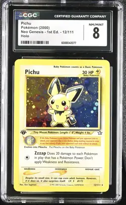 CGC 8 Pichu Neo Genesis 1st Edition 12/111 Holo Pokemon Card - Image 1