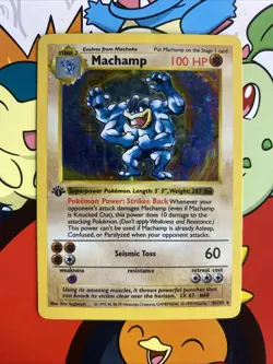 Machamp 8/102 Base Set (Shadowless) 1st Edition Holo Rare Pokemon Card MP/LP - Image 1