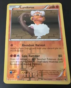 Rare Pokemon Card Landorus 74/101 Noble Victories Reverse Holo GRADEABLE - Image 1