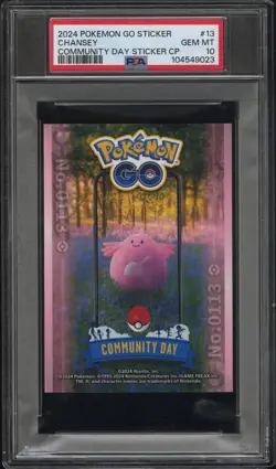 PSA 10 CHANSEY GO COMMUNITY DAY POKEMON CENTER STICKER CARD - POP 1 - Image 1