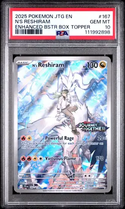 2025 POKEMON JTG EN-JOURNEY TOGETHER #167 N'S RESHIRAM PSA 10 - Image 1