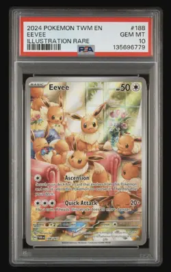Pokemon TCG Eevee 188/167 IR Twilight Masquerade 2024 Rare PSA 10 Gem Mint - Image 1