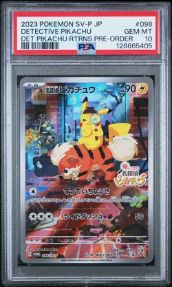 2023 POKEMON JPN SV-P PROMO #098 DETECTIVE PIKACHU PSA 10 - Image 1
