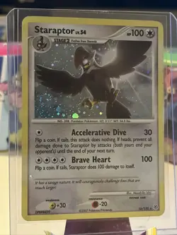 Pokemon TCG Staraptor 16/130 Holo Diamond & Pearl Base HP Swirl - Image 1