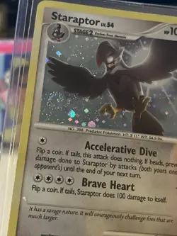 Pokemon TCG Staraptor 16/130 Holo Diamond & Pearl Base HP Swirl - Image 2