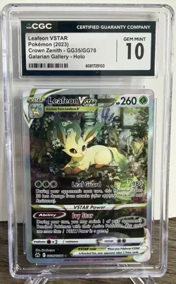 Pokemon TCG Crown Zenith Galarian Gallery Leafeon VSTAR GG35/GG70 CGC 10 PSA 10 - Image 1