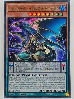 Yu Gi Oh - BLC1-EN026 Chaos Emperor, The Dragon Of Armageddon - Gold Ultra Rare - Image 1