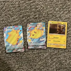 Pokemon Pikachu Card Lot - Surfing VMAX, Flying VMAX, Detective Pikachu - Image 1