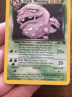 Pokemon Dark Weezing Holo Rare Card 14/82 Team Rocket vintage old school TCG - Image 3