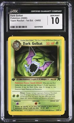 CGC 10 GEM MINT Dark Golbat Team Rocket 1st Edition 24/82 Pokemon Card - Image 1