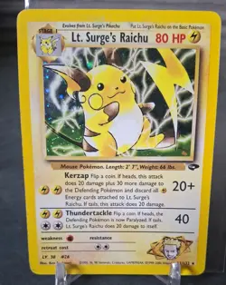 Pokemon TCG Lt. Surge's Raichu Holo Unlimited Rare Card 11/132 Gym Challenge - Image 1