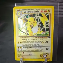 Pokemon TCG Lt. Surge's Raichu Holo Unlimited Rare Card 11/132 Gym Challenge - Image 2