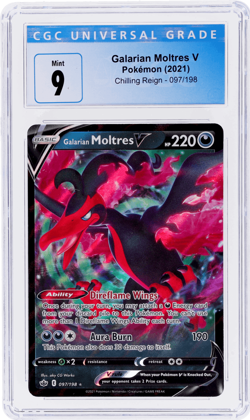 2021 Pokemon Sword and Shield Chilling Reign Galarian Moltres V #97 CGC 9 - Image 1