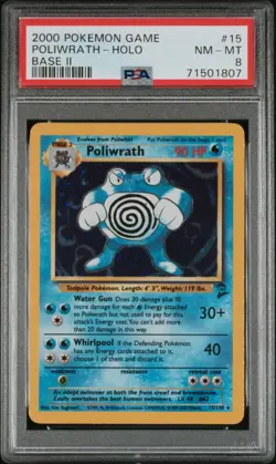 2000 POKEMON BASE SET 2 #15 POLIWRATH-HOLO PSA 8 - Image 1