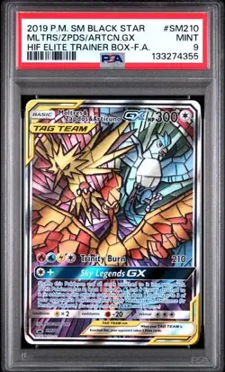 PSA 9 - 2019 Pokemon Hidden Fates MOLTRES ZAPDOS ARTICUNO GX #SM210 (4355) - Image 1