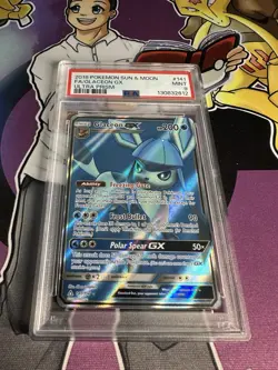 2018 POKEMON SUN & MOON ULTRA PRISM #141 FULL ART/GLACEON GX PSA 9 - Image 1