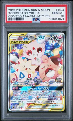 2019 POKEMON SUN & MOON COSMIC ECLIPSE TOGEPI & CLEFFA & IGGLYBUFF GX PSA 10 - Image 1