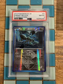 GRADED PSA 8 2013 Pokemon B & W Durant-REV.FOIL Plasma Storm #91 - Image 1