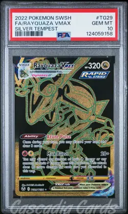 PSA 10 Rayquaza Vmax Full Art TG29/TG30 Silver Tempest Pokemon - Image 1