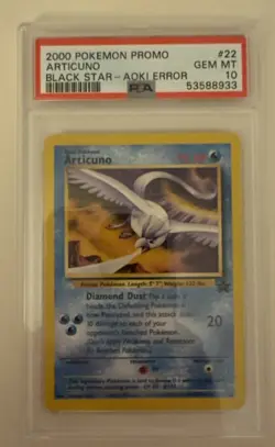 2000 Pokemon Promo #22 Articuno Black Star Aoki Error PSA 10 GEM MINT - Image 1