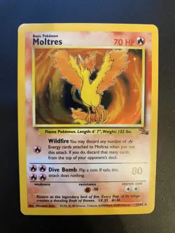 POKEMON TCG MOLTRES 12/62 RARE HOLO FOSSIL SET EX/NEAR MINT PACK TO FOLDER - Image 1