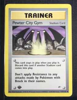 PSA 9 MINT 2000 Pokemon Gym Heroes #115 Pewter City Gym 1st Edition !!! - Image 3