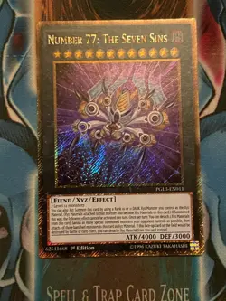 Yugioh Number 77: The Seven Sins PGL3-EN011 Gold Secret Rare 1st Ed NM - Image 1