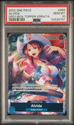 PSA 10 Alvida One Piece Romance Dawn Box Topper Promo Holo OP01-064 - Image 1