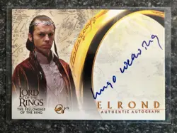 Lord of the Ring Fellowship Hugo Weaving LOTR Elrond Autograph Signed Card - Image 1