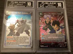 Dragon Ball Gaming Cards Two Rare Black Goat Graded 10 Cards & 2@ 20+ Card Bags - Image 1