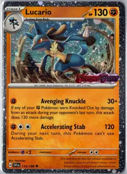 LUCARIO 114/198 UNCOMMON SCARLET & VIOLET POKEMON NM STAMPED - Image 1