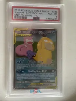 2019 Pokemon Slowpoke & Psyduck GX (Alt Art) 218/236 Sm-Unified Minds - PSA 8 - Image 1
