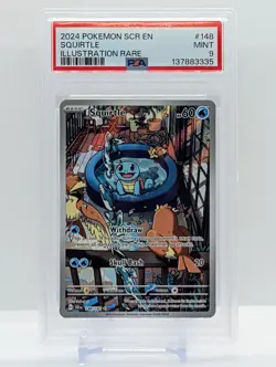 2024 Pokemon TCG Stellar Crown Squirtle Illustration rare 148/142 PSA 9 - Image 1