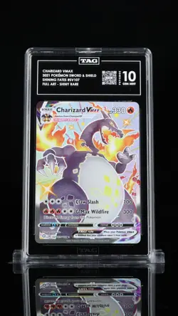 2021 POKEMON SWORD & SHIELD SHINING FATES #SV107 FULL ART/CHARIZARD VMAX TAG 10 - Image 1