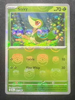 2025 POKEMON BLK EN-BLACK BOLT MASTER BALL REVERSE HOLO 001/086 SNIVY NM - Image 1