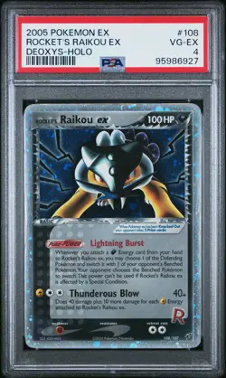 2005 POKEMON EX DEOXYS #108 ROCKET'S RAIKOU EX-HOLO PSA 4 - Image 1