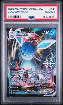 2023 POKEMON HOLIDAY CALENDAR #041 GLACEON VMAX PSA 10 - Image 1