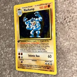 (1st edition) Pokemon MACHAMP Card BASE Set 8/102 Holo Rare - Image 3