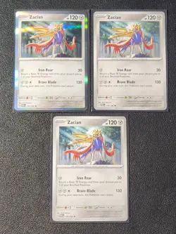 3x Zacian 136/182 (1 holo) Pokemon card SV Paradox Rift rare NM - Image 1