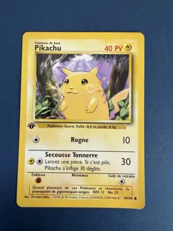 1999 Pikachu 58/102 Base Set 1st Edition French Yellow Cheeks Pokemon TCG Card - Image 1