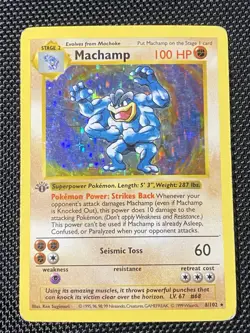 Machamp Shadowless Base Set 8/102 1st Edition Holo Rare Pokemon TCG - Image 1