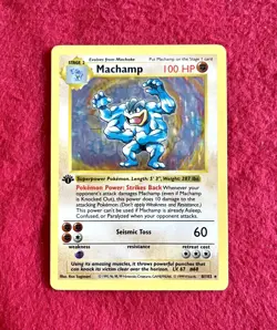 1999 Pokemon Machamp 1st Edition Shadowless #8/102 Holo Rare Base Set WoTC - Image 1