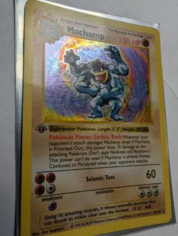 Pokemon TCG Machamp Base Set 8/102 Holo 1st Edition Shadowless HP heavily played - Image 1