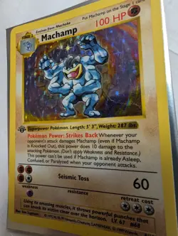 Pokemon TCG Machamp Base Set 8/102 Holo 1st Edition Shadowless HP heavily played - Image 2