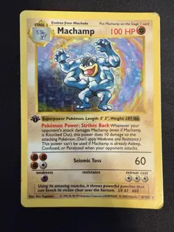 Pokemon: Machamp 1st Edition Shadowless #8/102 Holo Rare Base Set 1999 - Image 1